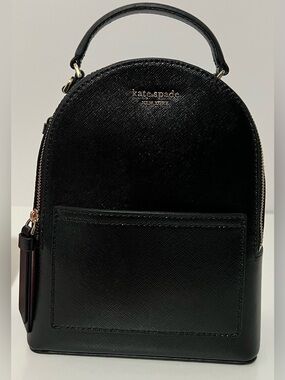 kate spade Black Saffiano Mini Backpack with Top Handle